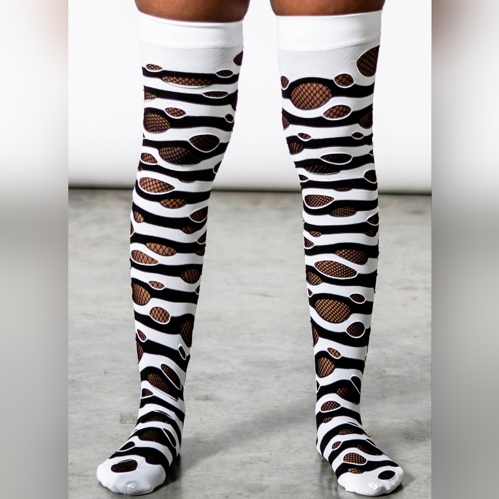 Killstar Wretched Soul Thigh High Socks - Picture 5 of 6